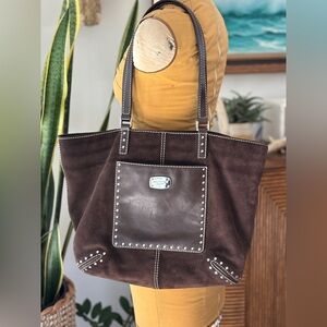 Michael Kors Suede & Leather Studded Laptop Tote – Dark Brown (Fall 2016)